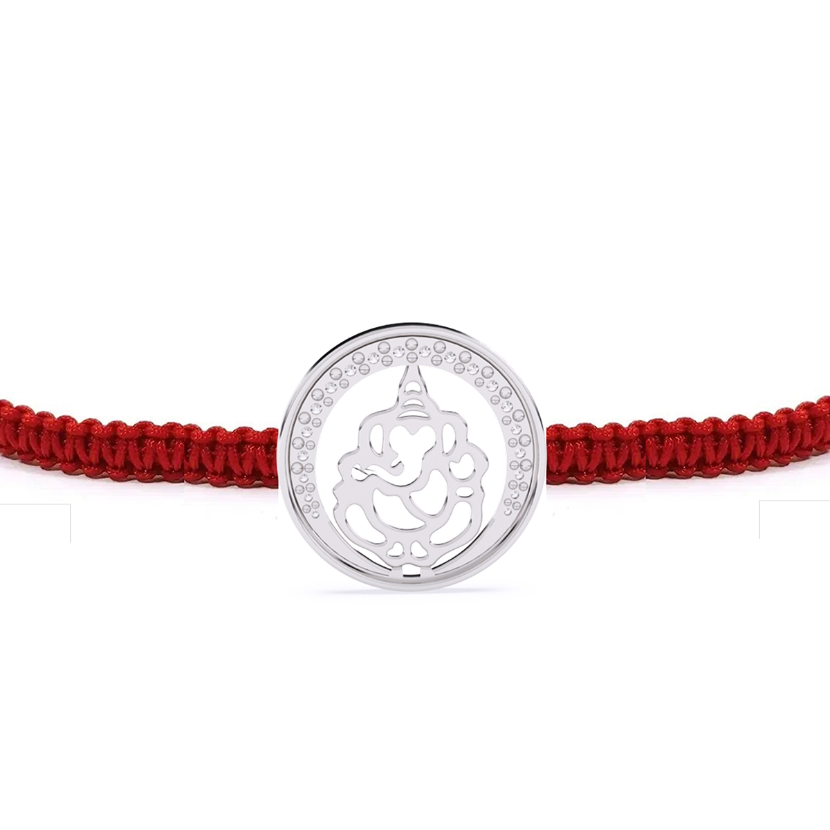 Spiritual Round Diamond Rakhi Featuring Lord Ganesha
